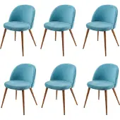Mendler 6er-Set Esszimmerstuhl MCW-D53, Stuhl Küchenstuhl, Retro 50er Jahre Design Samt türkis