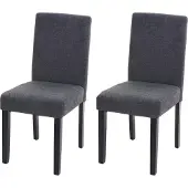 Mendler 2er-Set Esszimmerstuhl Stuhl Küchenstuhl Littau Textil, anthrazitgrau, dunkle Beine