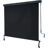 Mendler Vertikalmarkise MCW-F42, Senkrechtmarkise Sichtschutz Außenrollo Rollo, UV-Schutz 50 Stoff 250x180cm, schwarz