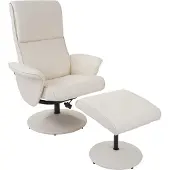 Mendler Relaxsessel Stockholm, Fernsehsessel Relaxliege TV-Sessel mit Hocker Kunstleder, creme