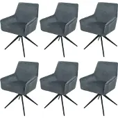 Mendler 6er-Set Esszimmerstuhl MCW-L91, Küchenstuhl Armlehne drehbar Auto-Position Stoff MVG dunkelgrau