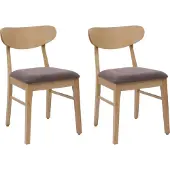 MCW 2er-Set Esszimmerstuhl MCW-M59, Küchenstuhl Stuhl, Stoff/Textil Massiv-Holz helles Gestell, taupe