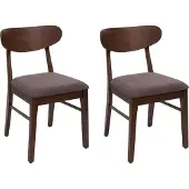 Mendler 2er-Set Esszimmerstuhl MCW-M59, Küchenstuhl Stuhl, Stoff/Textil Massiv-Holz dunkles Gestell, taupe