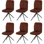 MCW 6er-Set Esszimmerstuhl MCW-M68, Küchenstuhl Lehnstuhl, drehbar Auto-Position, Metall Stoff/Textil braun