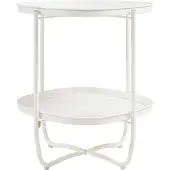 En.casa Tabletttisch ‘Sandefjord’ rechteckig mit 2 abnehmbaren Tabletts Stahl 57,5 x 46 x 46 cm Weiß