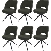 Mendler 6er-Set Esszimmerstuhl MCW-N72, Polster-Küchenstuhl, drehbar Auto-Return, Stoff/Textil (420g/m²) grün
