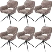 Mendler 6er-Set Esszimmerstuhl MCW-N74, Küchenstuhl, drehbar Auto-Return, Stoff Chenille (490g/m²) braun