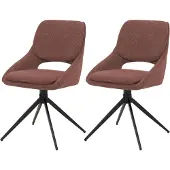 Mendler 2er-Set Esszimmerstuhl MCW-N73, Küchenstuhl, drehbar Auto-Return, Stoff/Textil Boucle (540g/m²) braun