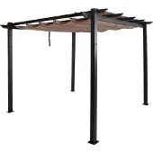 Mendler Aluminium Pergola MCW-N93, Gartenpavillon Pavillon Garten, stabiles 8cm-Gestell Schiebedach UV50+ 3x3m taupe