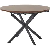 Beliani Ausziehbarer Esstisch Dunkelbraun MDF mit Metallbeinen Kreuzgestell Schwarz 110/140x110cm Rund Esszimmer Modern