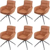 MCW 6er-Set Esszimmerstuhl MCW-K32, Küchenstuhl Lehnstuhl Stuhl, drehbar Auto-Position, Stoff MVG Wildleder-Optik braun