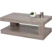 Mendler Couchtisch MCW-A32, Wohnzimmertisch, 3D-Struktur, 40x110x60cm dunkle Eicheoptik