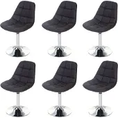 MCW 6er-Set Esszimmerstuhl MCW-A60, Stuhl Drehstuhl, Chrom Kunstleder braun