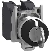 Schneider Electric XB4BG33 Schlüsselschalter, Harmony XB4, Metall, 22mm, schwarz, 3 Stellungen, rastend, Ronis 455, 2S