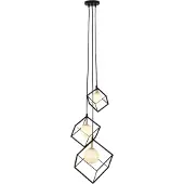 Näve Pendelleuchte - 3flg. Pendelleuchte "CADRE" H: 147cm, Hängelampe im Industrial Style, ausMetall und Glas in schwarz, 147 cm hoch, Maße 40 x 40 cm, G9-Fassung