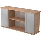 Hjh OFFICE PRO KAPA SB | Sideboard | mit Türen - Nussbaum/Silber Sideboard Relinggriff Kunststoff
