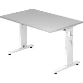 Hjh OFFICE PRO MEGA 12 W - 120 x 80 höhenverstellbar Grau/Weiß