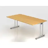 Hjh OFFICE PRO NANO 2E S - 200 x 100 Buche/Silber