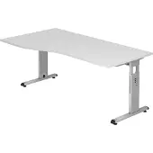 Hjh OFFICE PRO MEGA 18 S - 180 x 100 höhenverstellbar Weiß/Silber