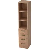Hjh OFFICE PRO SIGNA G 7600 SG - Nussbaum 5 OH Schrank mit 4 Schüben Streifengriff Kunststoff