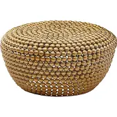 FineBuy Design Couchtisch rund 60 cm gold Metall - Handgefertigter runder Wohnzimmertisch aus Aluminium - Alu Loungetisch - Goldener Dekotisch
