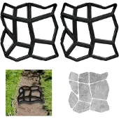 Relaxdays Gehwegform 2er Set, DIY Gestaltung von Gartenwegen, zum Selbstgießen, HxBxT: 4x42x42 cm, Kunststoff, schwarz