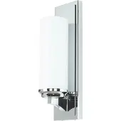 Licht-Erlebnisse Badezimmerlampe LED satiniertes Glas blendarm IP44 in Weiß Chrom 40cm hoch Wandleuchte Bad