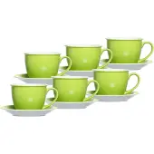 Ritzenhoff & Breker Tasse "Milchkaffee Tassen mit Untertassen Doppio 350 ml 6er Set", grün, 12 tlg., Porzellan, Trinkgefäße, Tasse