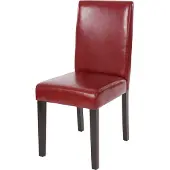 MCW Esszimmerstuhl Littau, Küchenstuhl Stuhl, Kunstleder rot, dunkle Beine