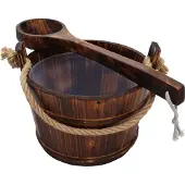Mendler Saunakübel mit Einsatz MCW-B26, Saunazubehör Saunaeimer Saunakelle Aufguss, Kiefernholz 3,5 L dunkel-braun
