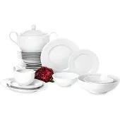 Konsimo Tafelservice für 6 Personen (25 Artikel) "AMELIA", Weiß, Porzellan, Elegant, 19 cm / 26 cm / 23 cm / 23 cm / 31 cm / 24 cm / 16 cm