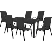 Mojawo Gartengarnitur Sitzgarnitur 7-teilig 180x90cm Aluminium / Nonwood