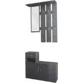 HTI Garderobe Beton mit Spiegel Schrank und Ablage für Flur Diele oder Eingangsbereich