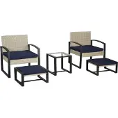 Casa.pro Gartenmöbelset ‘Calvello’ 5-tlg. Set aus einem Tisch, 2 Stühlen und 2 Fußstützen