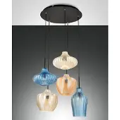 FABAS LUCE Pendelleuchte Olbia E27 Ø500mm Bernstein 5x40W
