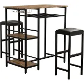 VCM Bartisch "3 tlg. Set Bartisch Bistrotisch Barhocker Kolari", braun (eiche vintage), B:90cm T:50cm, Tische, Bartisch