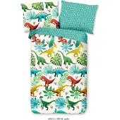 Muller Textil Good Morning Kinder Bettwäsche mit dino- 140x200 cm- 100% Baumwolle