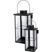 Mojawo 2tlg Metall XXL Laternen Set Schwarz Gartenlaterne Windlicht H58/45cm