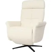 Mendler Relaxsessel MCW-L10, Design Fernsehsessel TV-Sessel Liegesessel, Liegefunktion drehbar, Voll-Leder creme-weiß