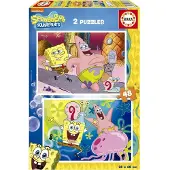 Educa 2x48-teiliges Spongebob-holzpuzzle Gelb Gelb One Size