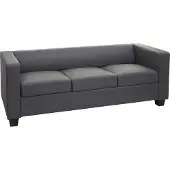 Mendler 3er Sofa Lille Kunstleder, dunkelgrau