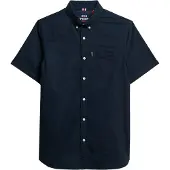 Superdry für Herren. M4010944A Navy Oxford-Hemd (L), Lässig, Baumwolle, Kurzarm, Marine
