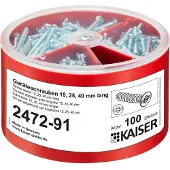 KAISER ELEKTRO Geräteschrauben-Box 2472-91 ** je 100 Schrauben Ø3,2xLänge 15/25/40