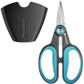 Gardena Gartenschere HerbCut, Set mit Holster (grau/türkis, Kräuterschere mit Entblätterungsfunktion)
