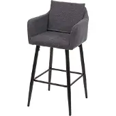 Mendler Barhocker MCW-H93, Barstuhl Tresenhocker, Fußablage Metall Stoff/Textil dunkelgrau