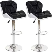 Mendler 2er-Set Barhocker MCW-A92, Barstuhl Tresenhocker, höhenverstellbar Kunstleder schwarz