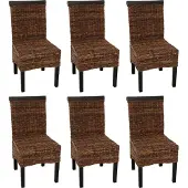Mendler Esszimmerstuhl Acireale, Korbgeflecht (6er-Set) dunkel, ohne Kissen