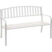 Mendler Gartenbank MCW-F43, Bank Parkbank Sitzbank, 2-Sitzer pulverbeschichteter Stahl weiß