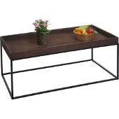Mendler Couchtisch MCW-K71, Kaffeetisch Beistelltisch Tisch, Holz massiv Metall 46x110x60cm dunkelbraun