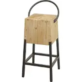 Mendler Barhocker MCW-L76, Barstuhl Tresenhocker, Industrial Metall Massiv-Holz MVG-, natur
